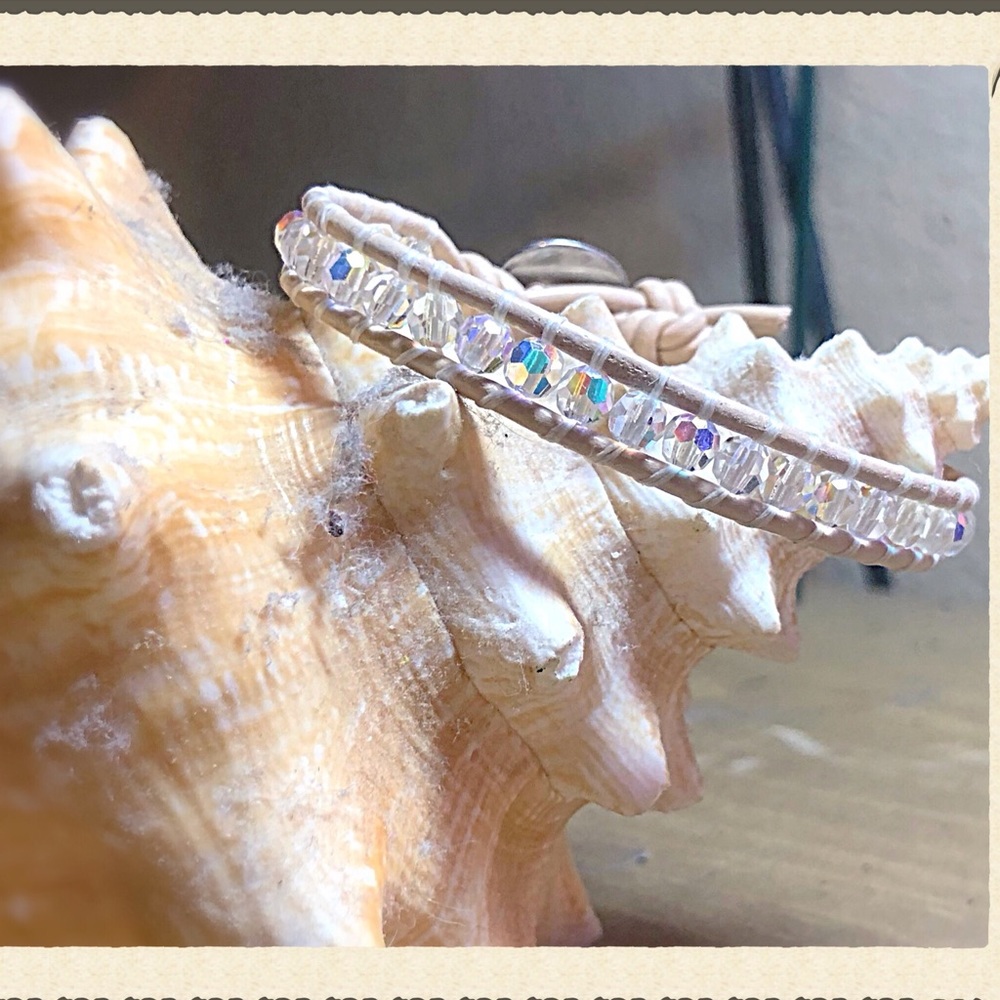 Blush Leather Swarovski Crystal Wrap - Picture 4 of 8